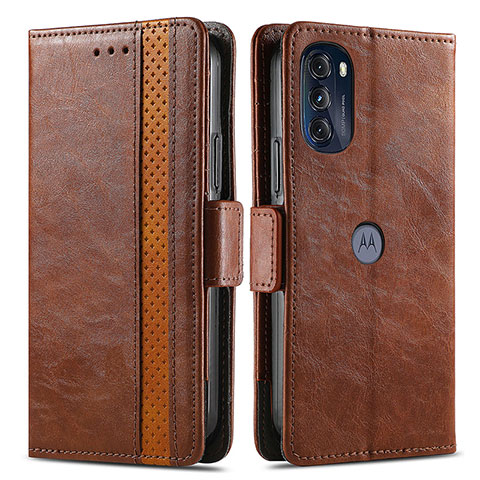 Handytasche Stand Schutzhülle Flip Leder Hülle S02D für Motorola Moto G 5G (2022) Braun