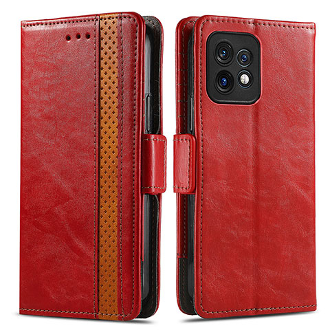 Handytasche Stand Schutzhülle Flip Leder Hülle S02D für Motorola Moto X40 5G Rot