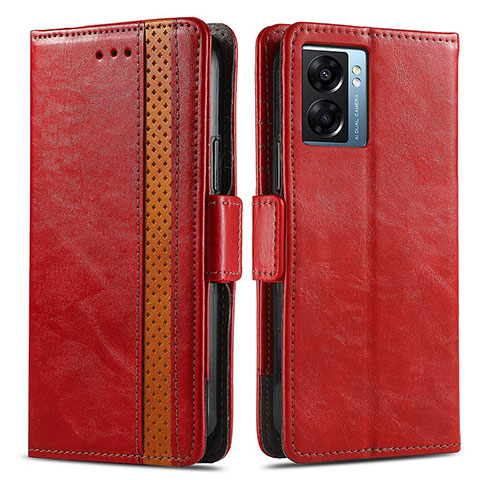 Handytasche Stand Schutzhülle Flip Leder Hülle S02D für Oppo A56S 5G Rot