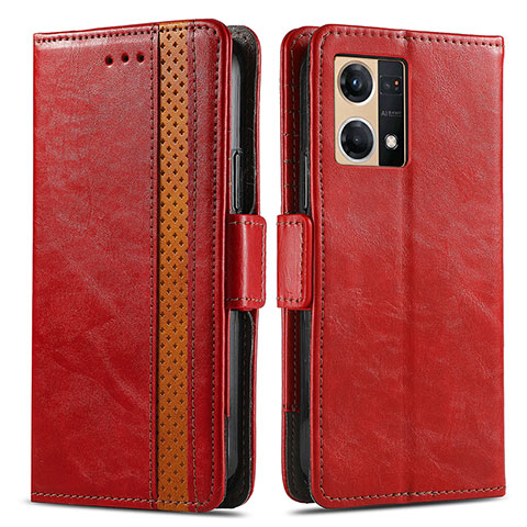 Handytasche Stand Schutzhülle Flip Leder Hülle S02D für Oppo F21 Pro 4G Rot