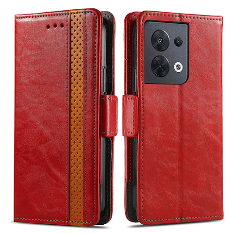 Handytasche Stand Schutzhülle Flip Leder Hülle S02D für Oppo Reno8 5G Rot