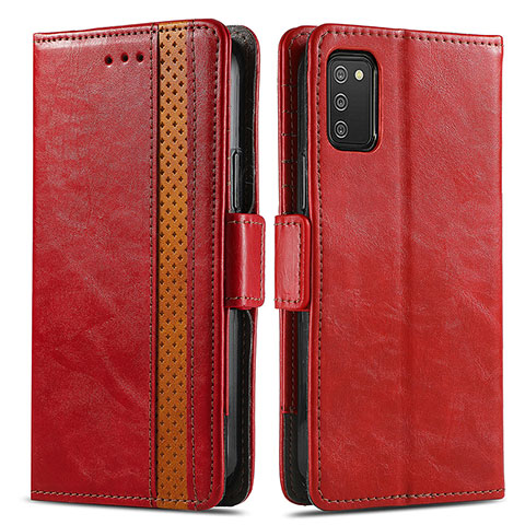 Handytasche Stand Schutzhülle Flip Leder Hülle S02D für Samsung Galaxy A03s Rot