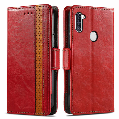 Handytasche Stand Schutzhülle Flip Leder Hülle S02D für Samsung Galaxy A11 Rot