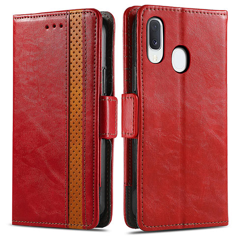 Handytasche Stand Schutzhülle Flip Leder Hülle S02D für Samsung Galaxy A20e Rot