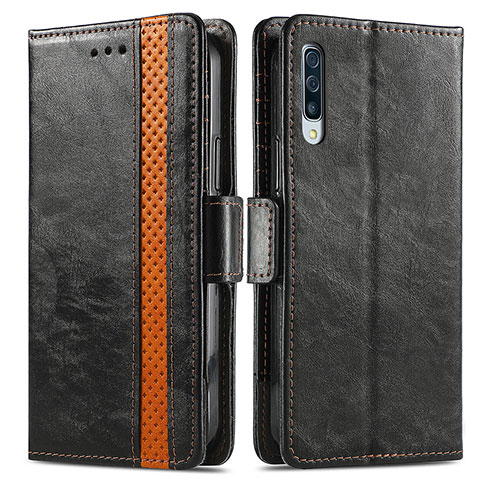 Handytasche Stand Schutzhülle Flip Leder Hülle S02D für Samsung Galaxy A70 Schwarz