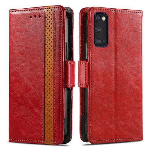 Handytasche Stand Schutzhülle Flip Leder Hülle S02D für Samsung Galaxy S20 5G Rot