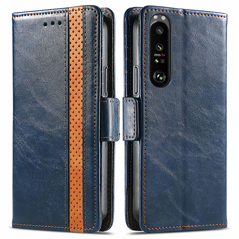 Handytasche Stand Schutzhülle Flip Leder Hülle S02D für Sony Xperia 1 III Blau