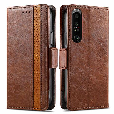 Handytasche Stand Schutzhülle Flip Leder Hülle S02D für Sony Xperia 1 III Braun