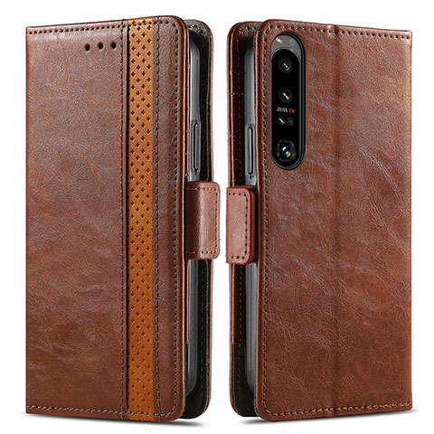 Handytasche Stand Schutzhülle Flip Leder Hülle S02D für Sony Xperia 1 IV Braun