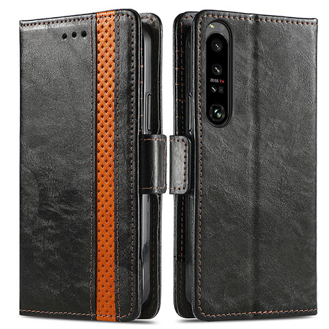 Handytasche Stand Schutzhülle Flip Leder Hülle S02D für Sony Xperia 1 IV Schwarz