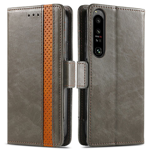 Handytasche Stand Schutzhülle Flip Leder Hülle S02D für Sony Xperia 1 IV SO-51C Grau