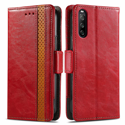 Handytasche Stand Schutzhülle Flip Leder Hülle S02D für Sony Xperia 10 III Lite Rot