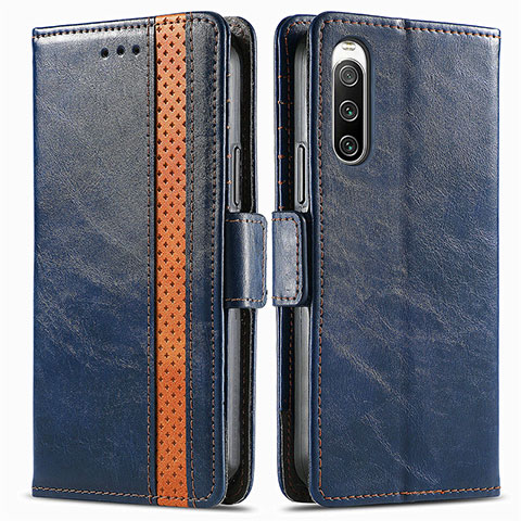 Handytasche Stand Schutzhülle Flip Leder Hülle S02D für Sony Xperia 10 IV Blau