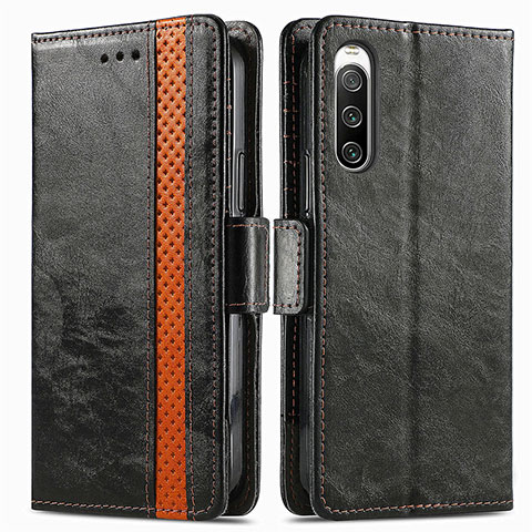 Handytasche Stand Schutzhülle Flip Leder Hülle S02D für Sony Xperia 10 IV Schwarz