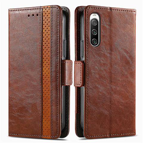 Handytasche Stand Schutzhülle Flip Leder Hülle S02D für Sony Xperia 10 IV SOG07 Braun