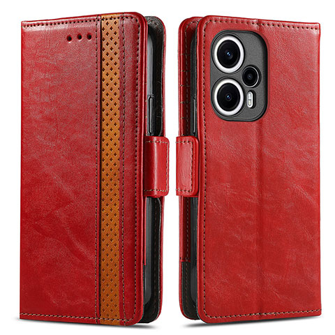 Handytasche Stand Schutzhülle Flip Leder Hülle S02D für Xiaomi Poco F5 5G Rot