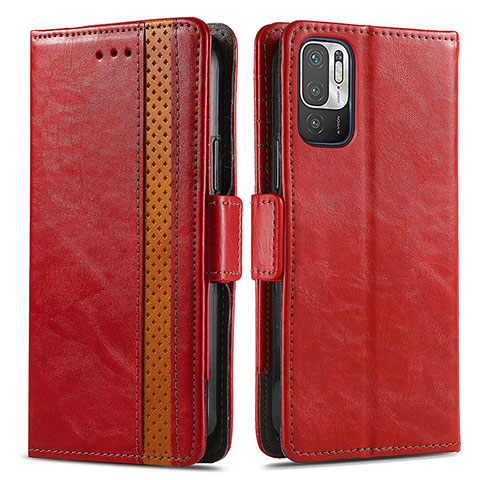 Handytasche Stand Schutzhülle Flip Leder Hülle S02D für Xiaomi Redmi Note 10 5G Rot