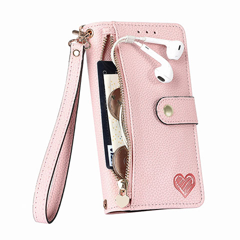 Handytasche Stand Schutzhülle Flip Leder Hülle S03D für Apple iPhone 14 Pro Rosa