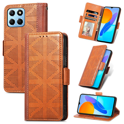 Handytasche Stand Schutzhülle Flip Leder Hülle S03D für Huawei Honor X6 Braun