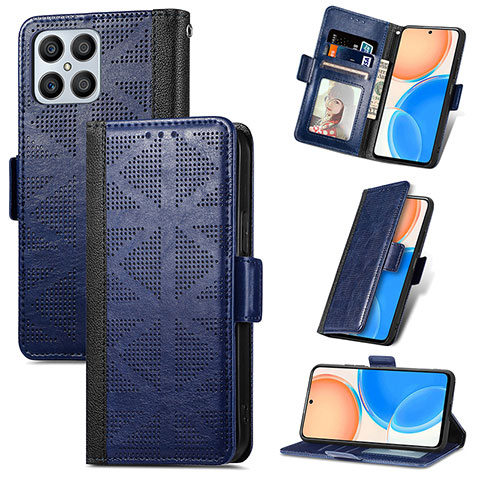 Handytasche Stand Schutzhülle Flip Leder Hülle S03D für Huawei Honor X8 4G Blau