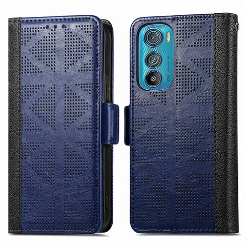 Handytasche Stand Schutzhülle Flip Leder Hülle S03D für Motorola Moto Edge 30 5G Blau