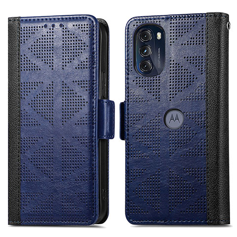 Handytasche Stand Schutzhülle Flip Leder Hülle S03D für Motorola Moto G 5G (2022) Blau