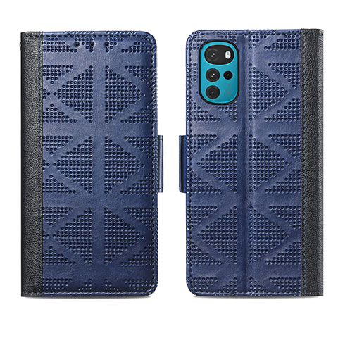 Handytasche Stand Schutzhülle Flip Leder Hülle S03D für Motorola Moto G22 Blau