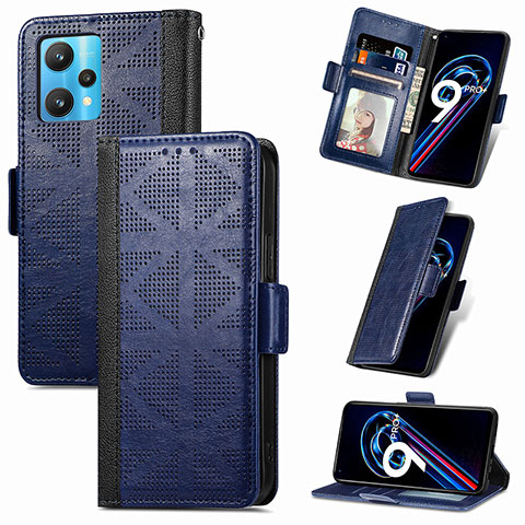 Handytasche Stand Schutzhülle Flip Leder Hülle S03D für Realme 9 Pro+ Plus 5G Blau