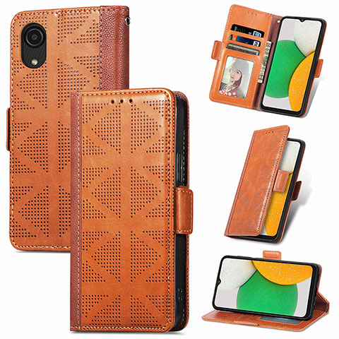 Handytasche Stand Schutzhülle Flip Leder Hülle S03D für Samsung Galaxy A03 Core Braun