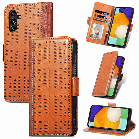 Handytasche Stand Schutzhülle Flip Leder Hülle S03D für Samsung Galaxy A04s Braun