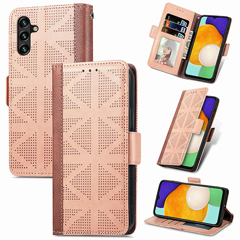 Handytasche Stand Schutzhülle Flip Leder Hülle S03D für Samsung Galaxy A04s Hellbraun