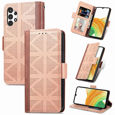 Handytasche Stand Schutzhülle Flip Leder Hülle S03D für Samsung Galaxy A13 4G Hellbraun