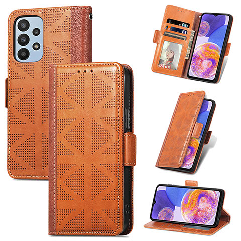 Handytasche Stand Schutzhülle Flip Leder Hülle S03D für Samsung Galaxy A23 4G Braun