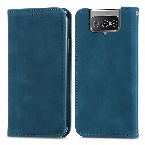 Handytasche Stand Schutzhülle Flip Leder Hülle S04D für Asus Zenfone 7 ZS670KS Blau