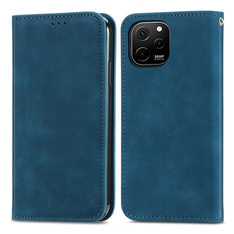 Handytasche Stand Schutzhülle Flip Leder Hülle S04D für Huawei Nova Y61 Blau