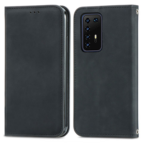 Handytasche Stand Schutzhülle Flip Leder Hülle S04D für Huawei P40 Pro Schwarz