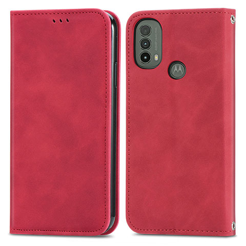 Handytasche Stand Schutzhülle Flip Leder Hülle S04D für Motorola Moto E20 Rot