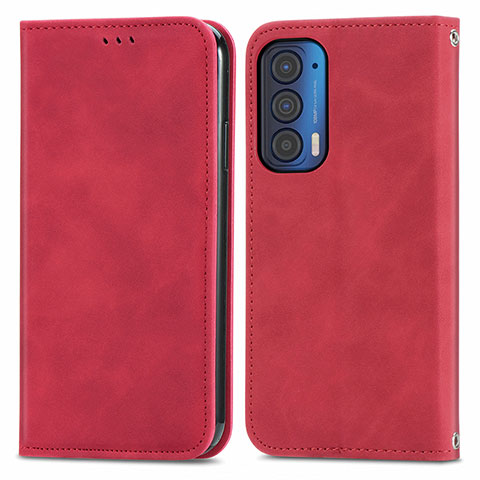 Handytasche Stand Schutzhülle Flip Leder Hülle S04D für Motorola Moto Edge (2021) 5G Rot