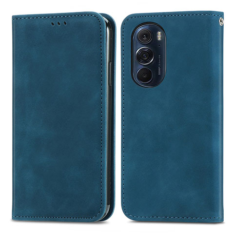 Handytasche Stand Schutzhülle Flip Leder Hülle S04D für Motorola Moto Edge 30 Pro 5G Blau