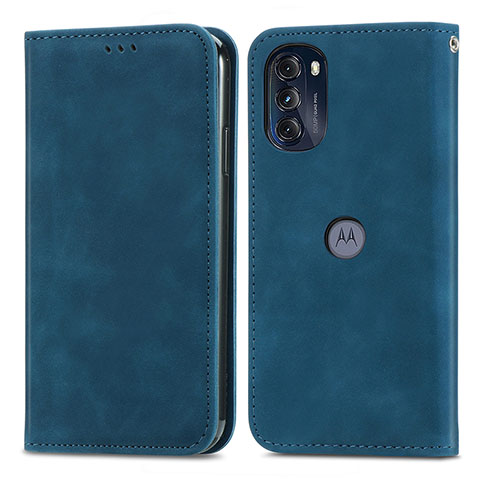 Handytasche Stand Schutzhülle Flip Leder Hülle S04D für Motorola Moto G 5G (2022) Blau