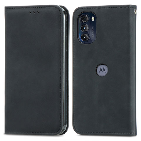 Handytasche Stand Schutzhülle Flip Leder Hülle S04D für Motorola Moto G 5G (2022) Schwarz