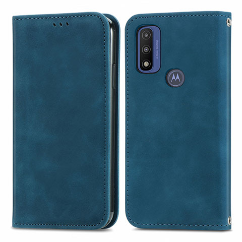 Handytasche Stand Schutzhülle Flip Leder Hülle S04D für Motorola Moto G Pure Blau