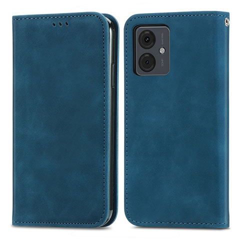 Handytasche Stand Schutzhülle Flip Leder Hülle S04D für Motorola Moto G14 Blau