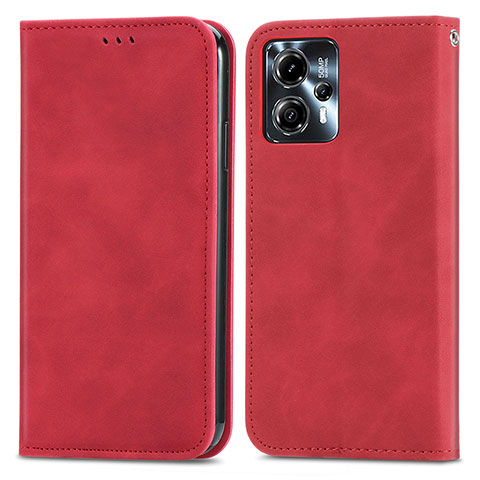 Handytasche Stand Schutzhülle Flip Leder Hülle S04D für Motorola Moto G23 Rot