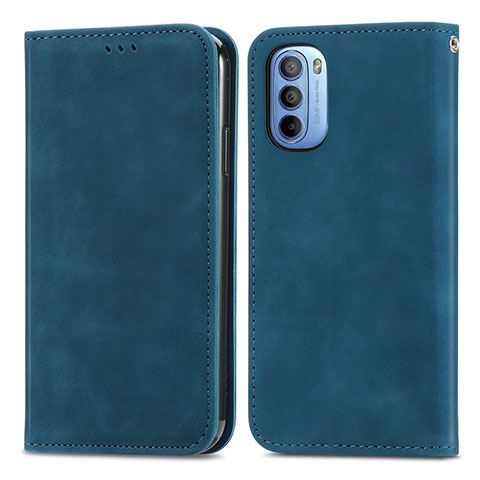 Handytasche Stand Schutzhülle Flip Leder Hülle S04D für Motorola Moto G31 Blau