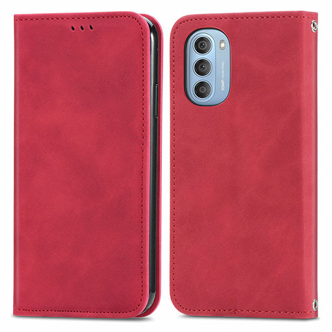 Handytasche Stand Schutzhülle Flip Leder Hülle S04D für Motorola Moto G51 5G Rot