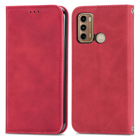 Handytasche Stand Schutzhülle Flip Leder Hülle S04D für Motorola Moto G60 Rot