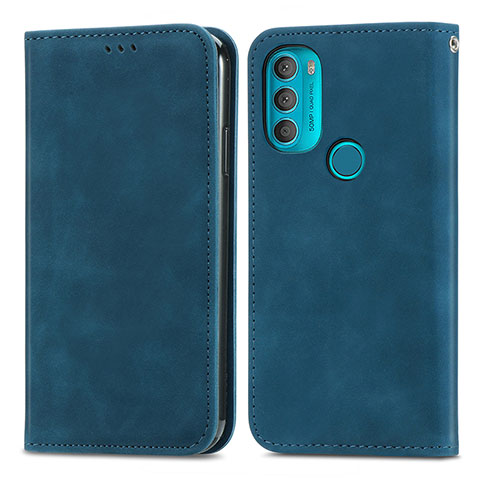 Handytasche Stand Schutzhülle Flip Leder Hülle S04D für Motorola Moto G71 5G Blau