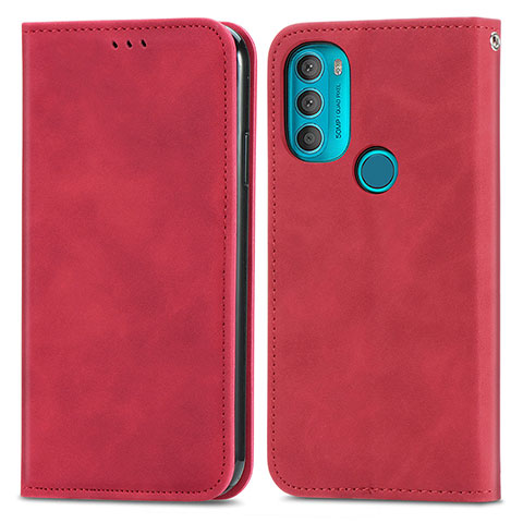 Handytasche Stand Schutzhülle Flip Leder Hülle S04D für Motorola Moto G71 5G Rot