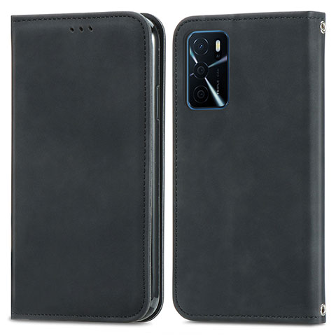 Handytasche Stand Schutzhülle Flip Leder Hülle S04D für Oppo A16s Schwarz